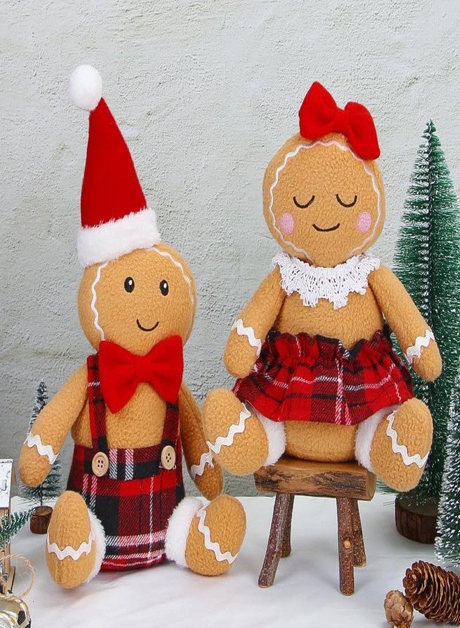 BWFY 2PC Gingerbread Man Christmas Decorations Indoor for Christmas Ornament Home Decor Gingerbread Doll for Gift Door Window Table Tree Holiday Xmas Season Decor - Image 2